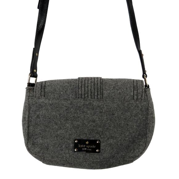 Kate Spade Raleigh Walker Park Wool Crossbody Bag Charcoal Gray Wool Felt Bag - Picture 6 of 11